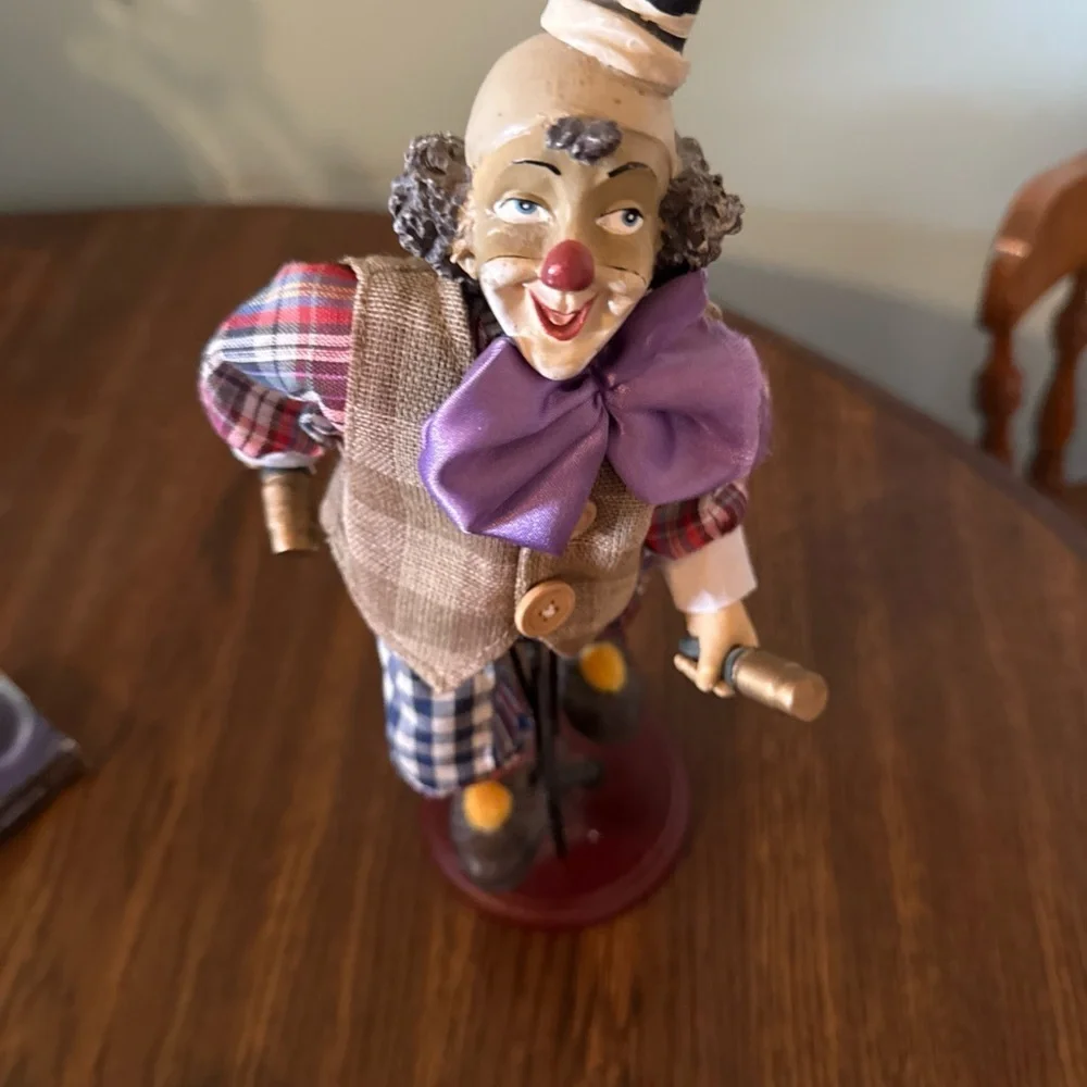 Colorful Clown Figurine with Plaid Outfit - Picture 4 of 5